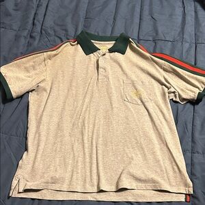 Gucci Beige Polo with Green and Red Stripes